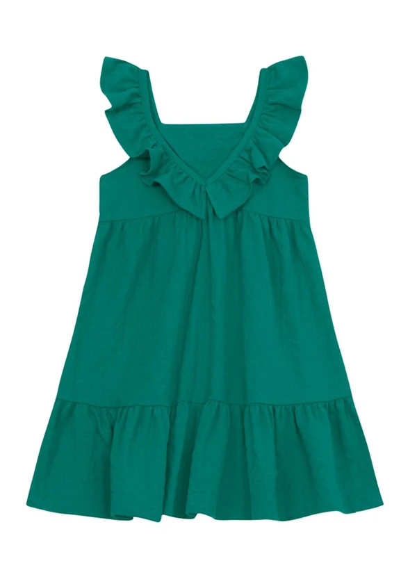 Brandili - Vestido Menina em Cotton Texturizado Verde 2