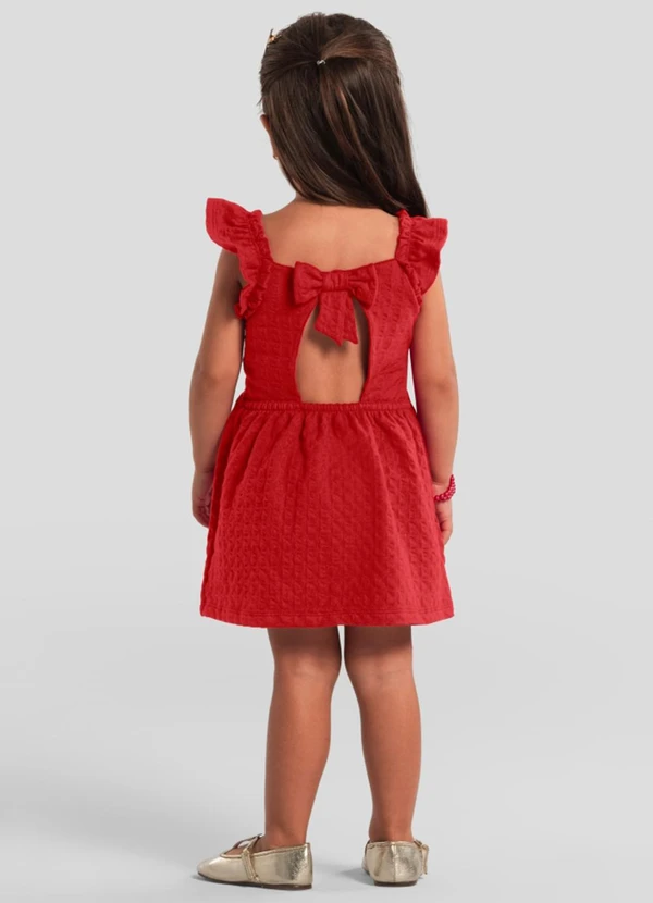Brandili - Vestido Menina em Cotton Texturizado Vermelho 2