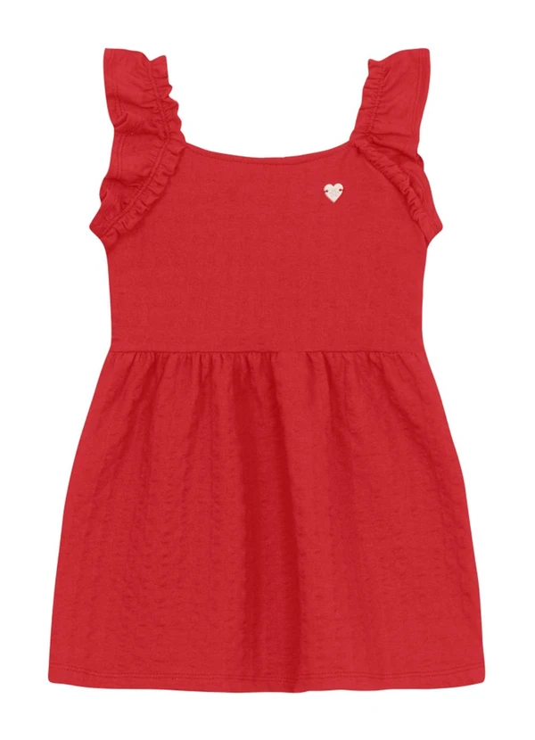 Brandili - Vestido Menina em Cotton Texturizado Vermelho 3