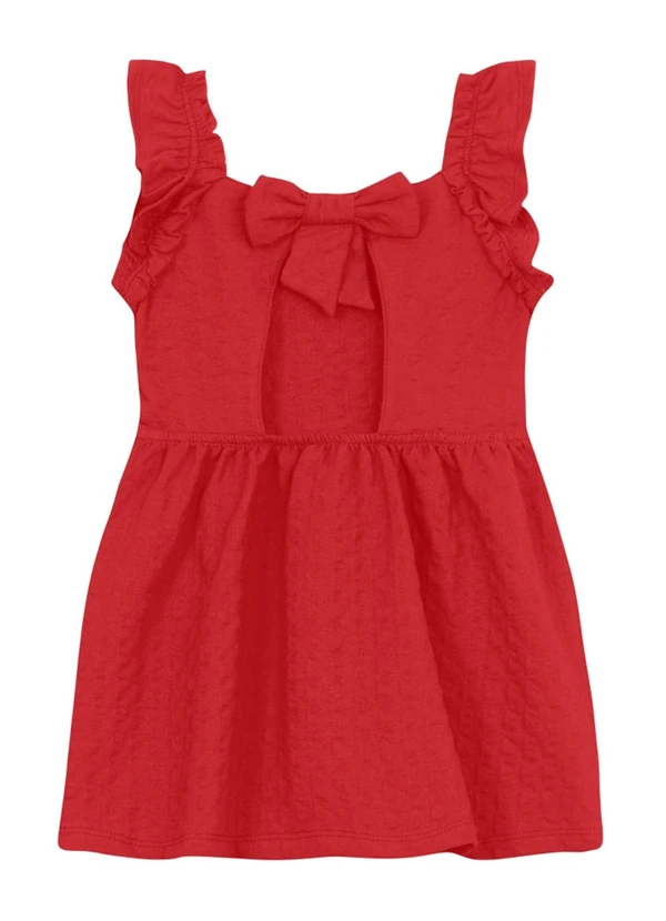 Brandili - Vestido Menina em Cotton Texturizado Vermelho 4