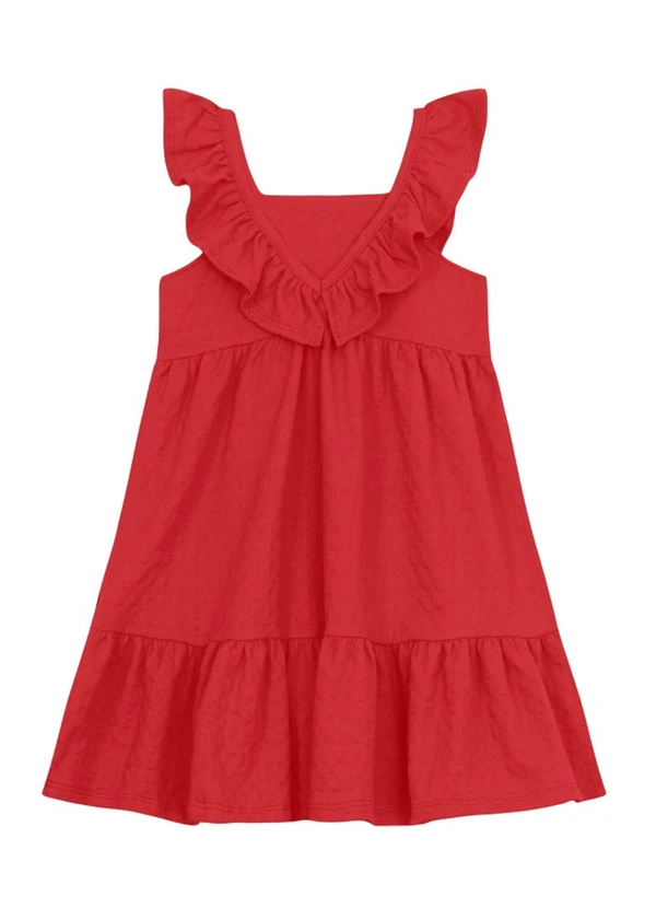 Brandili - Vestido Menina em Cotton Texturizado Vermelho 3