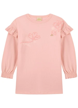 Milli e Nina - Vestido Menina em Malha Alfaitaria Dupla Rosa - MILLI E NINA