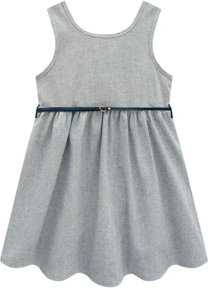 Milon - Vestido Menina em Tricoline Azul Marinho - MILON
