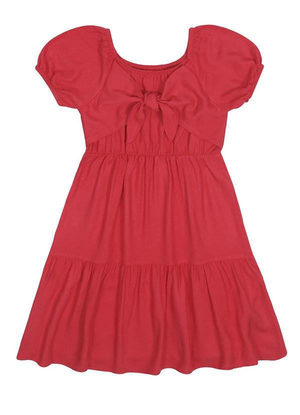 Alakazoo - Vestido Menina em Viscose com Laço Vermelho