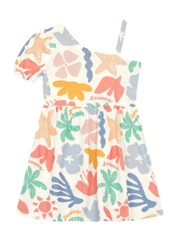 Brandili - Vestido Menina Estampado Assimétrico Natural 2