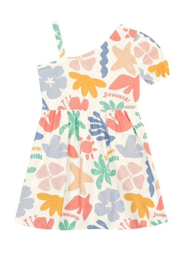Brandili - Vestido Menina Estampado Assimétrico Natural 3