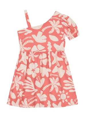 Brandili - Vestido Menina Estampado Assimétrico Rosa - BRANDILI