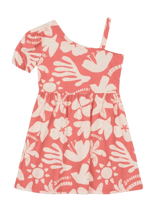 Brandili - Vestido Menina Estampado Assimétrico Rosa