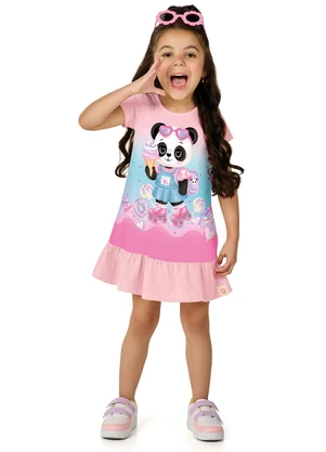 Marlan - Vestido Menina Estampado Babado na Barra Rosa - MARLAN