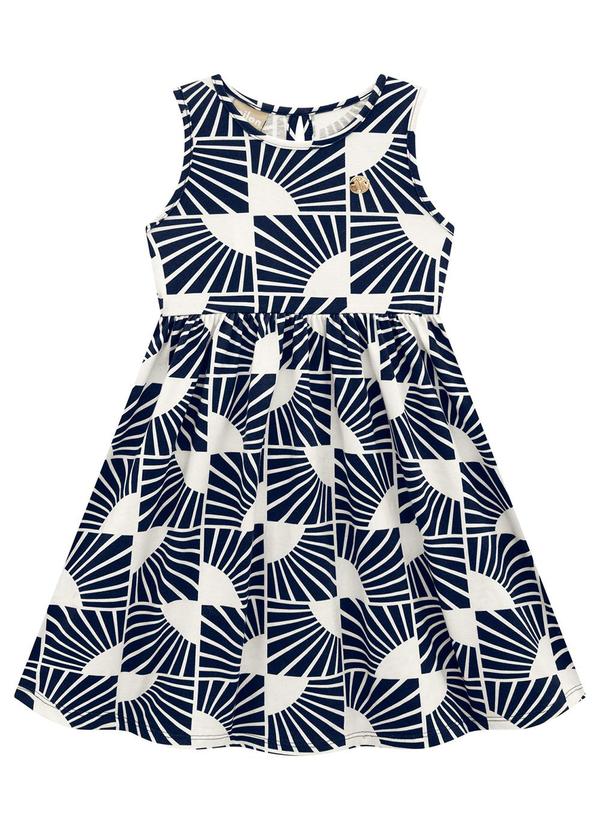 Milon - Vestido Menina Estampado Azul Marinho