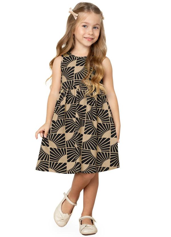 Milon - Vestido Menina Estampado Marrom