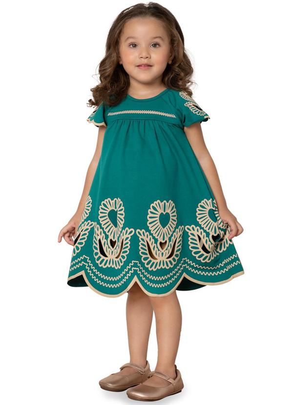 Milon - Vestido Menina Estampado Verde