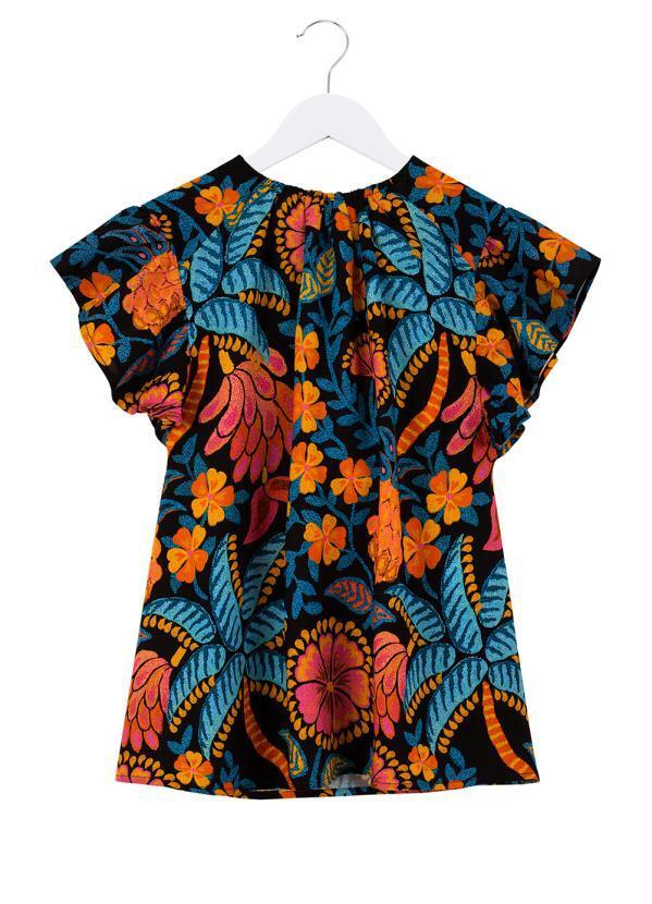 Fábula - Vestido Menina Flor de Bananeira Preto