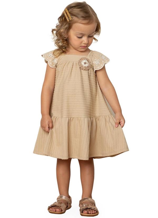 Milon - Vestido Menina Flor Bege