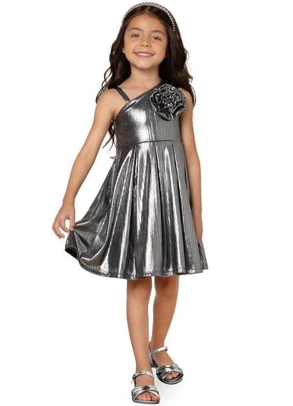 Milon - Vestido Menina Flor Prata 1