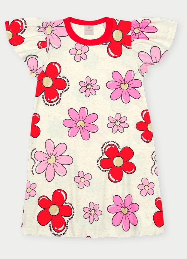 Abrange - Vestido Menina Floral Vermelho
