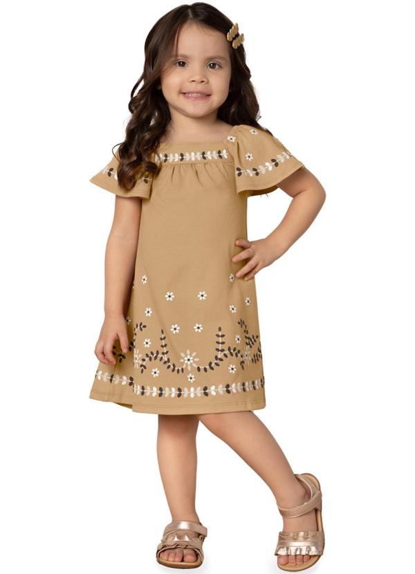 Milon - Vestido Menina Flores Marrom