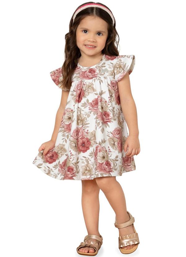 Milon - Vestido Menina Flores Off White