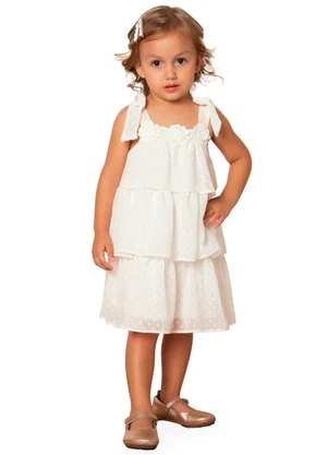 Milon - Vestido Menina Flores Off White - MILON
