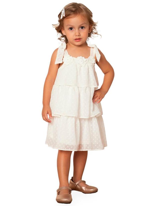 Milon - Vestido Menina Flores Off White