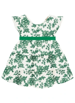 Milon - Vestido Menina Flores Verde - MILON