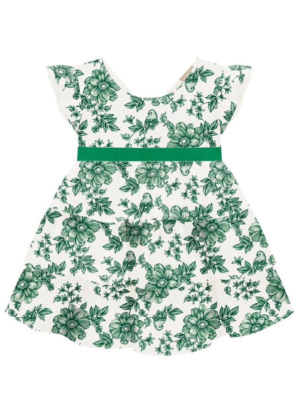 Milon - Vestido Menina Flores Verde