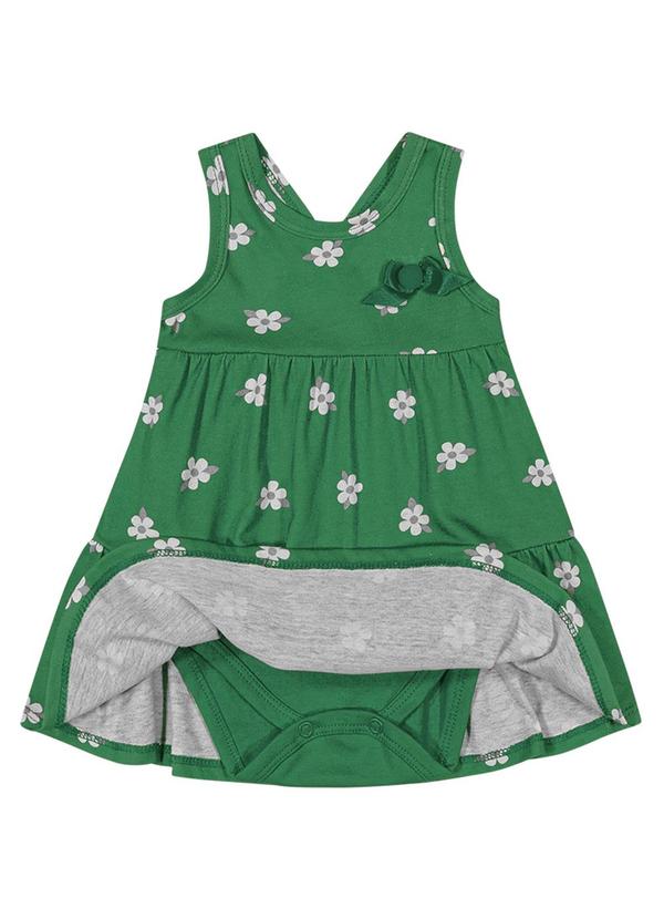 Kyly - Vestido Menina Flores Verde