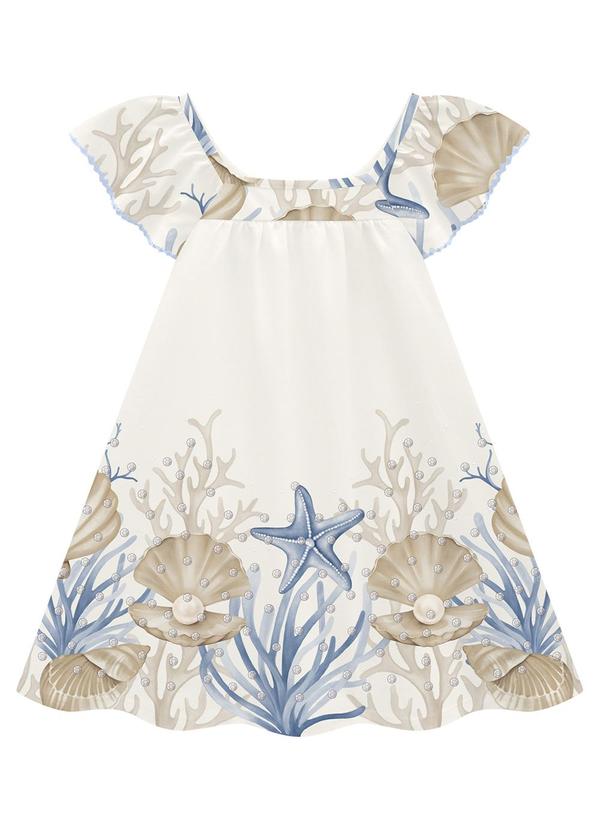Milon - Vestido Menina Fundo do Mar Off White
