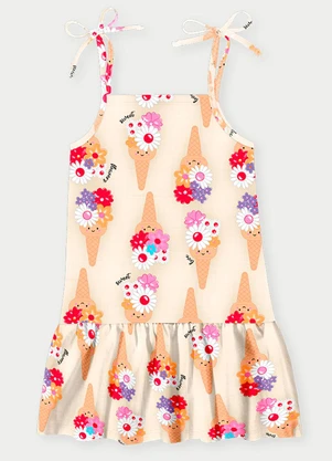 Abrange - Vestido Menina Ice Cream Bege - ABRANGE