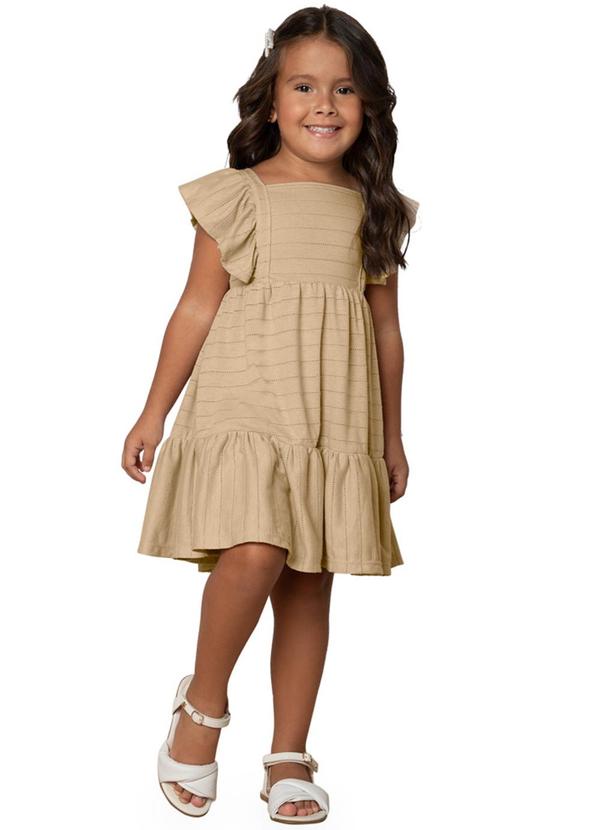 Milon - Vestido Menina Linhas Bege