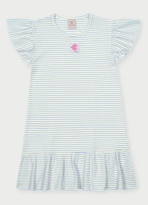 Abrange - Vestido Menina Listrado Azul - ABRANGE