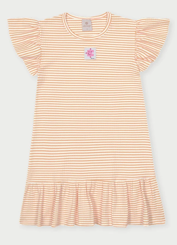Abrange - Vestido Menina Listrado Bege