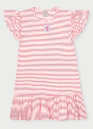 Abrange - Vestido Menina Listrado Rosa - ABRANGE