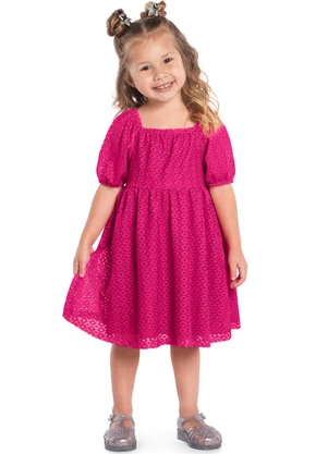 Kyly - Vestido Menina Malha Trabalhada Pink - KYLY