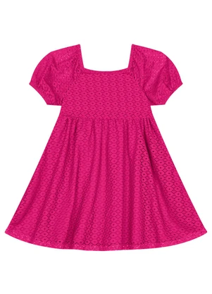 Kyly - Vestido Menina Malha Trabalhada Pink - KYLY