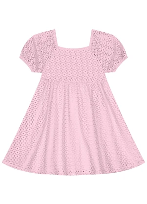 Kyly - Vestido Menina Malha Trabalhada Pink - KYLY