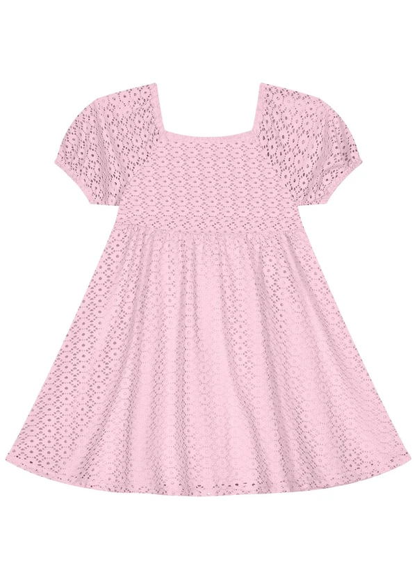 Kyly - Vestido Menina Malha Trabalhada Pink