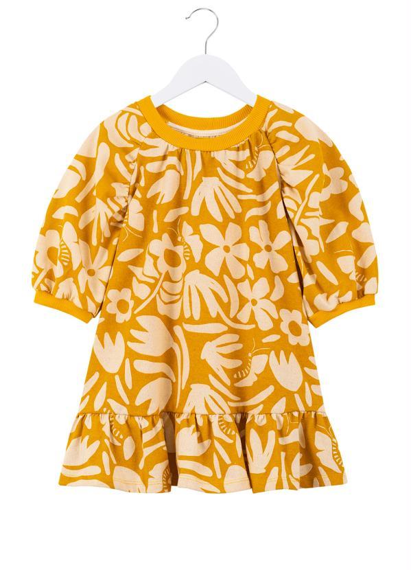 Fábula - Vestido Menina Manga Longa Malha Margot Amarelo