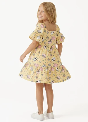 Fakini - Vestido Menina Mangas Amplas Amarelo - FAKINI