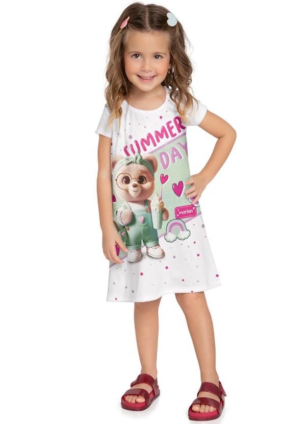 Marlan - Vestido Menina Meia Malha Newtech Ursinha Bege