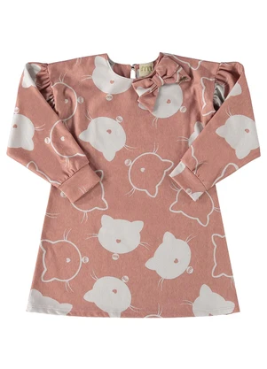 Milli e Nina - Vestido Menina Molecotton Gatinhos Rosa - MILLI E NINA