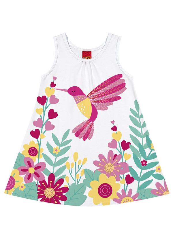Kyly - Vestido Menina Passarinho Branco