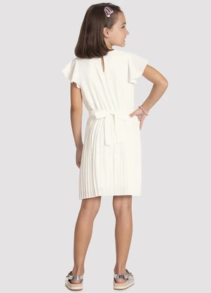 Alakazoo - Vestido Menina Plissado com Strass Branco - ALAKAZOO