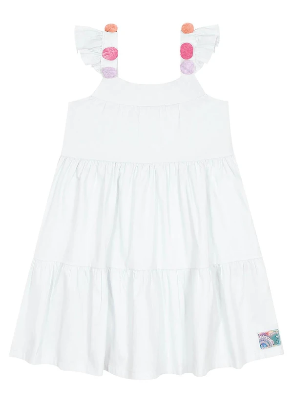 Cinti - Vestido Menina Pompons Branco 1