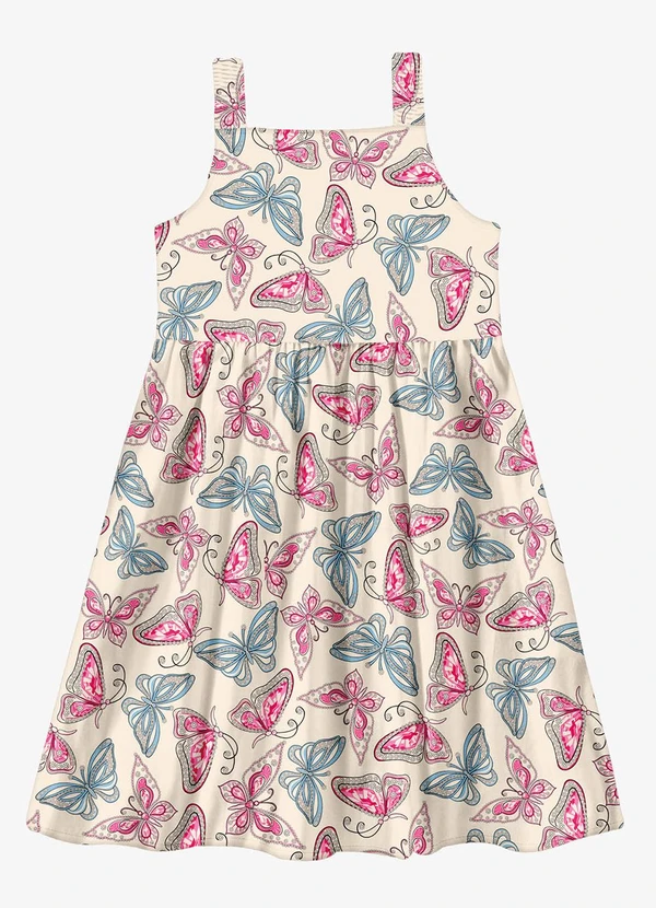Trick Nick - Vestido Menina Popeline Borboletas Bege