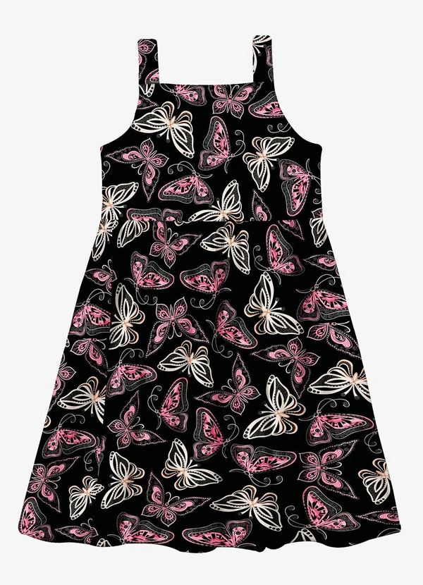 Trick Nick - Vestido Menina Popeline Borboletas Preto 5