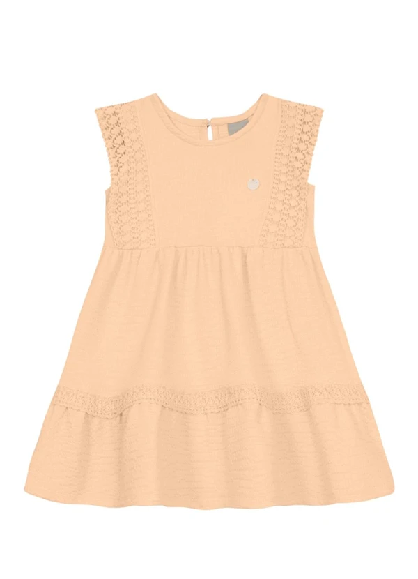 Brandili Mundi - Vestido Menina Tecido Texturizado Laranja