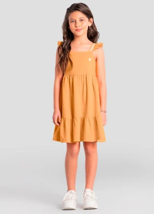 Brandili - Vestido Menina Texturizado Amarelo - BRANDILI
