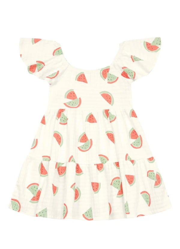 Brandili - Vestido Menina Texturizado de Melancia Natural 2