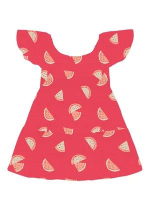 Brandili - Vestido Menina Texturizado de Melancia Vermelho - BRANDILI